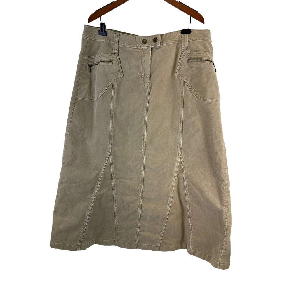 Gitano Corduroy Maxi Skirt Tan Y2K Western Cottagecore A-Line Seamed Plus 20W
